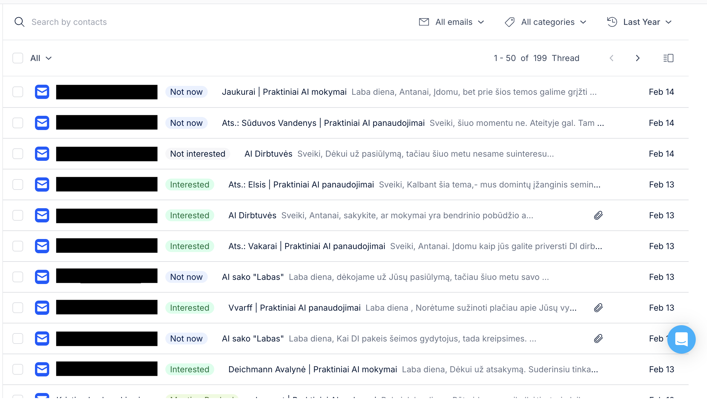 Result of cold email outreach in client's inbox